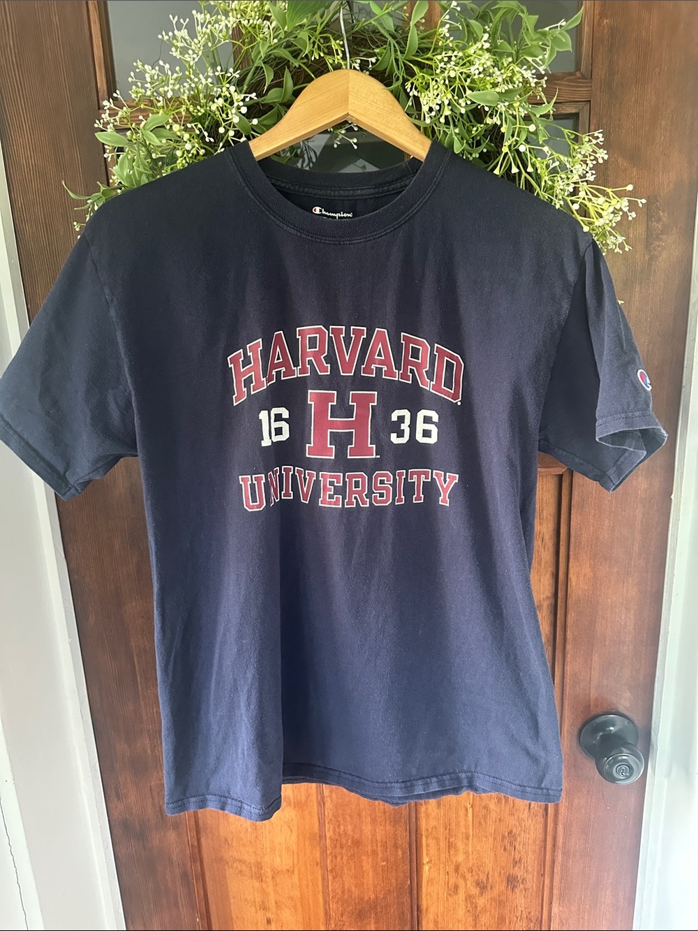 Champion Harvard University Graphic T-Shirt Navy Blue Size Medium